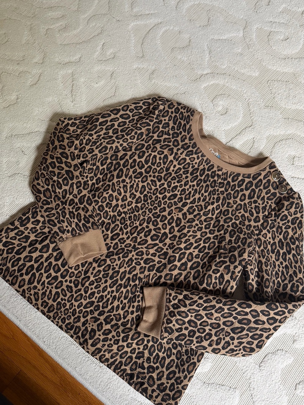 croft & barrow Brown and Black Leopard Print Long Sleeve Top